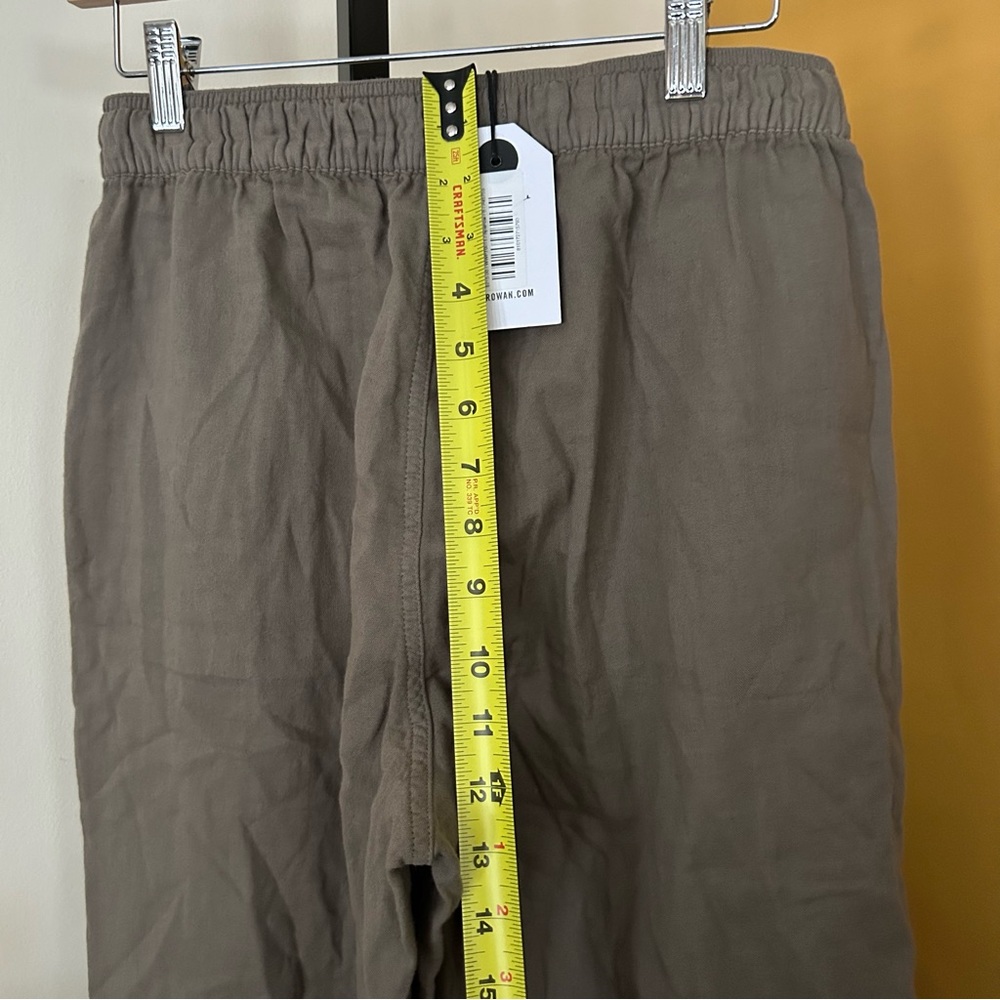 Wide Leg Linen-Blend Pants in Olive Taupe - Picture 8 of 10